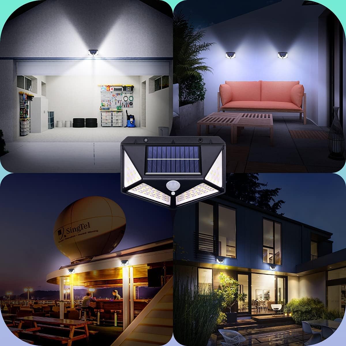 Oferta 2+2 CADOU: Lampi Solare 100 LED, Ultra Luminoase, Panou Solar Integrat, Rezistente La Apa, Senzor de Miscare si de Lumina