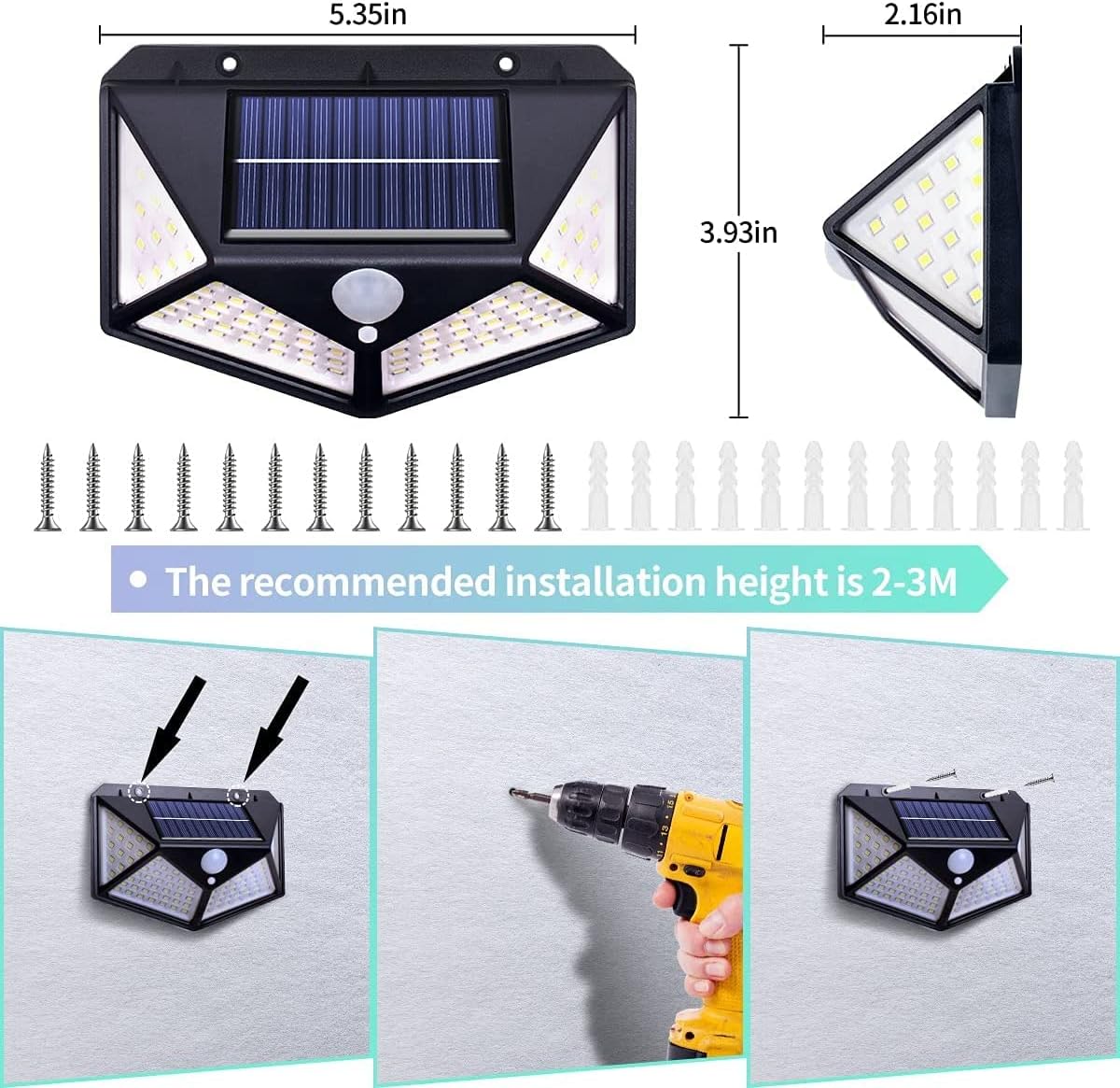 Oferta 2+2 CADOU: Lampi Solare 100 LED, Ultra Luminoase, Panou Solar Integrat, Rezistente La Apa, Senzor de Miscare si de Lumina